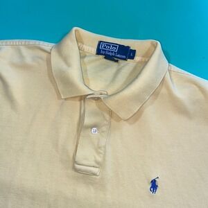 Polo Ralph Lauren Mens Yellow Short‎ Sleeve Classic Fit Polo Shirt Size L Flaw